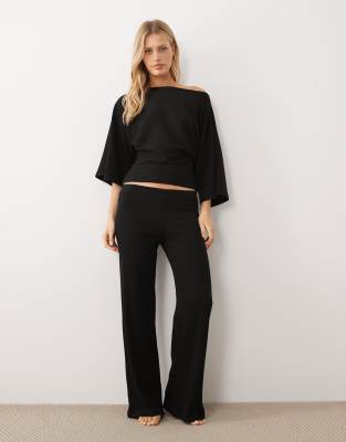 Gina Tricot co-ord rib trousers in black