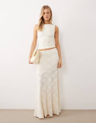 Gina Tricot co-ord sheer lace maxi skirt in cream
