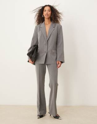 Gina Tricot co-ord tailored flared trousers in grey melange