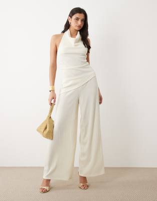 Gina Tricot co-ord textured wide trousers in white
