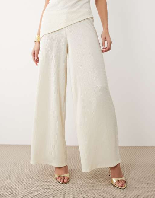 Gina Tricot co-ord textured wide trousers in white, 2 of 5