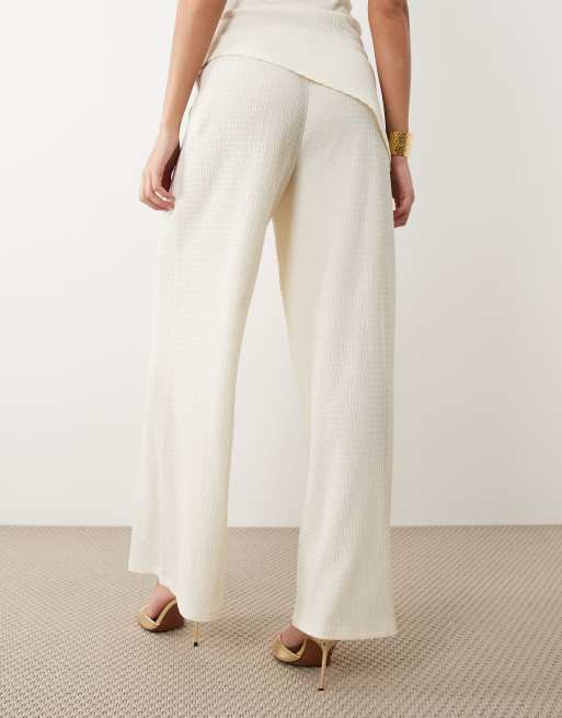 Gina Tricot co-ord textured wide trousers in white, 4 of 5