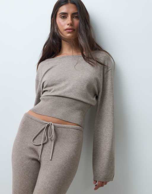 Gina Tricot - Completo da casa in maglia marrone mélange, 2 di 3