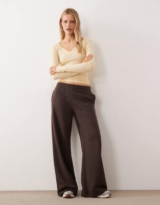 Gina Tricot co-ord wide leg sweatpant bottoms in brown