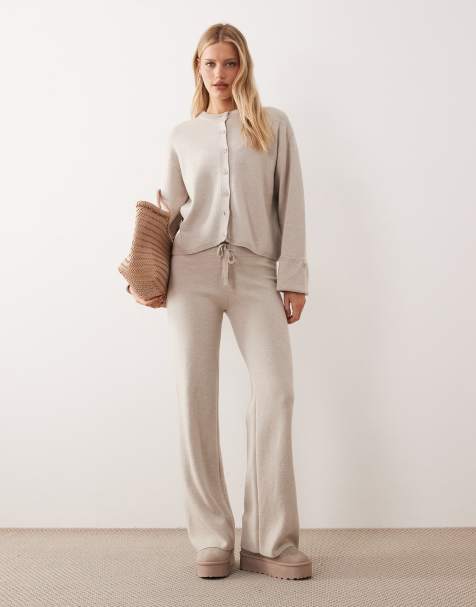 Gina Tricot co-ord wool knitted set in light beige melange - view 1