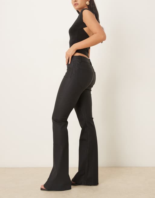 Gina Tricot coated PU flare jeans in black, 3 of 5
