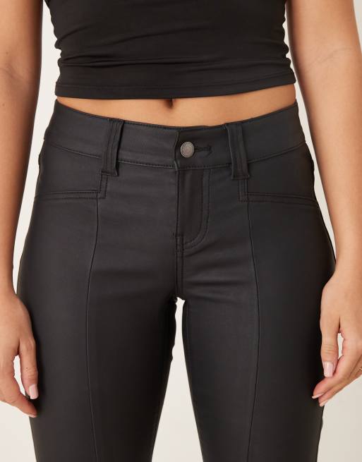 Gina Tricot coated PU flare jeans in black, 5 of 5