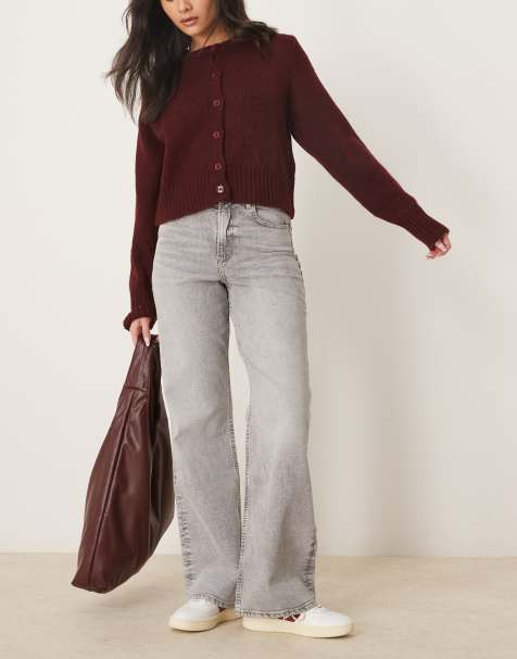 Gina Tricot comfy wide leg jeans in lightwash grey - view 1