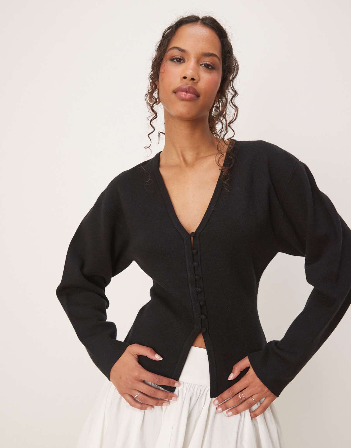 Gina Tricot compact knit cardigan in black