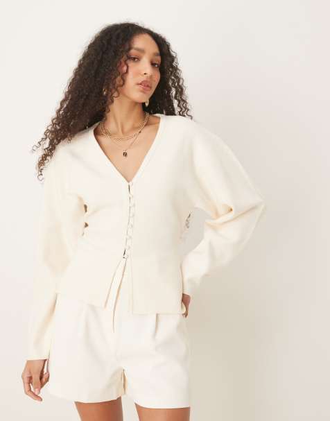 Gina Tricot compact knit cardigan in off white - view 1