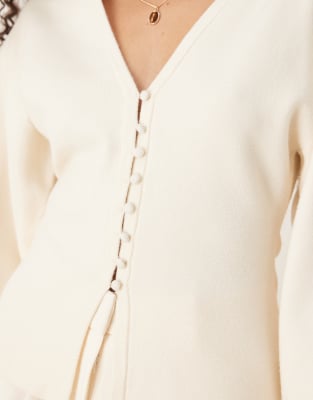 Gina Tricot Compact Knit Cardigan In White