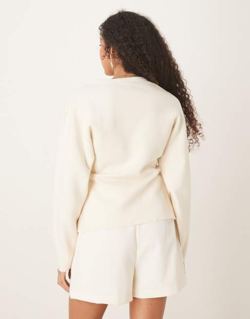 Gina Tricot compact knit cardigan in off white