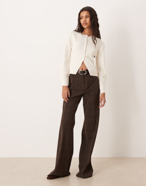 Gina Tricot compact knit shaped cardigan in cream, 2 of 4