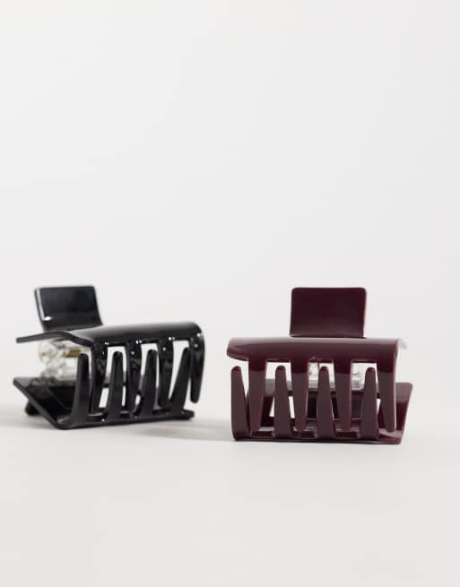 Gina Tricot confezione da 2 fermagli per capelli neri e bordeaux, 3 di 3