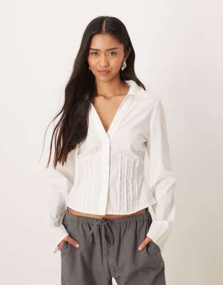 Gina Tricot Corset Style Shirt In White