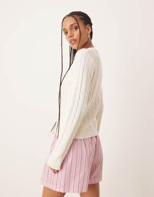 GINA TRICOT COTTON BLEND KNIT SWEATER WITH CREW NECK 