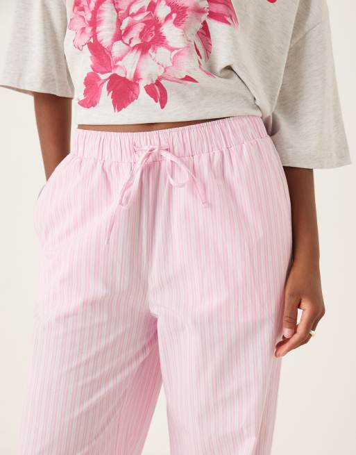 Gina Tricot cotton poplin relaxed fit pants in pink stripes