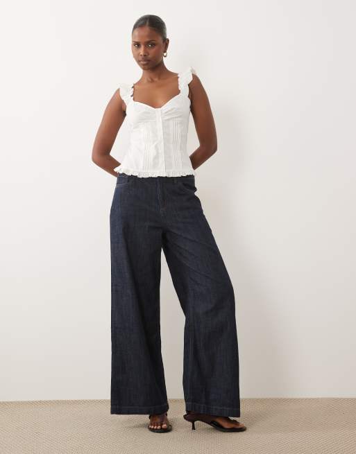 Gina Tricot cotton rich corset sleeveless blouse in white, 2 of 4