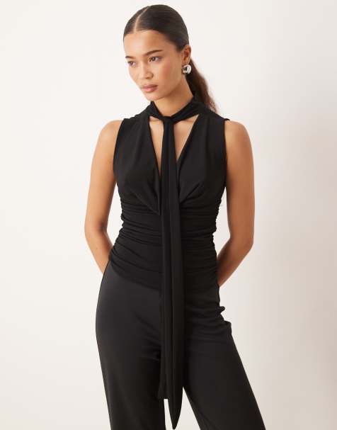 Gina Tricot cowl neck scarf top in black