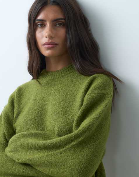 Gina Tricot crew neck knitted sweater in green - view 1