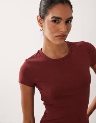 Gina Tricot Crew Neck Top In Red