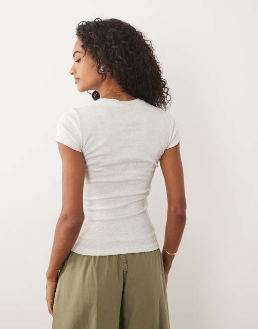 Gina Tricot crew neck top in light gray, 4 of 4