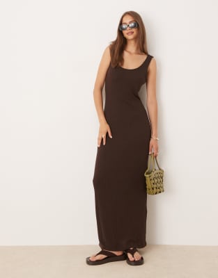 Gina Tricot crochet maxi dress in brown - view 1