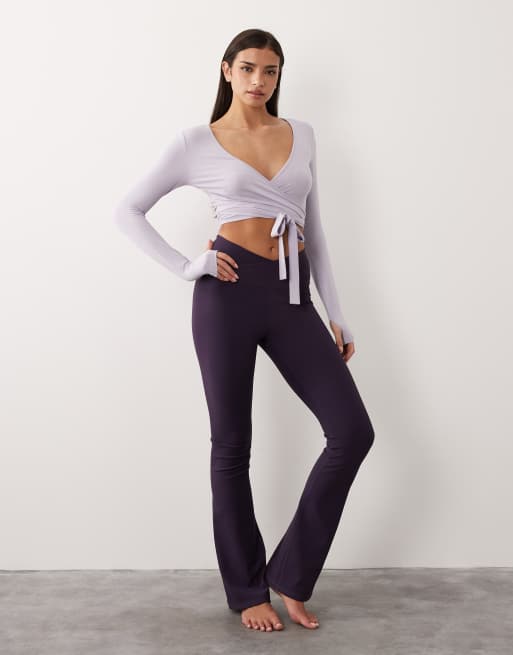 Gina Tricot cropped yoga wrap cardigan in dusty purple | ASOS