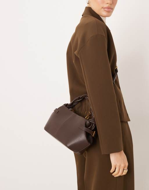 Gina Tricot crossbody bag with braided top handle detail in black