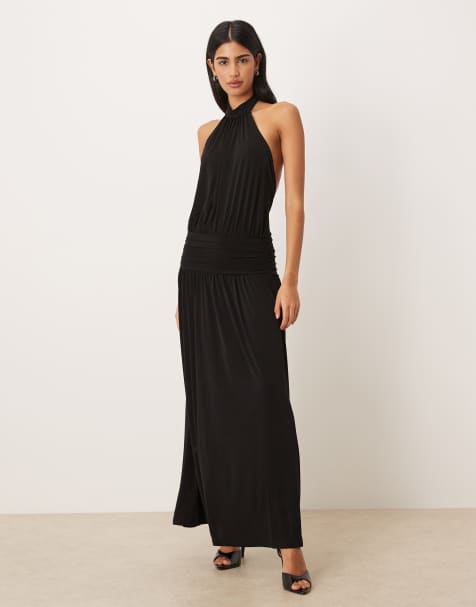 Gina Tricot – Czarna sukienka maxi z odkrytymi plecami i dekoltem halter - view 1