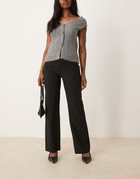 Gina Tricot tailored straight leg trousers in black