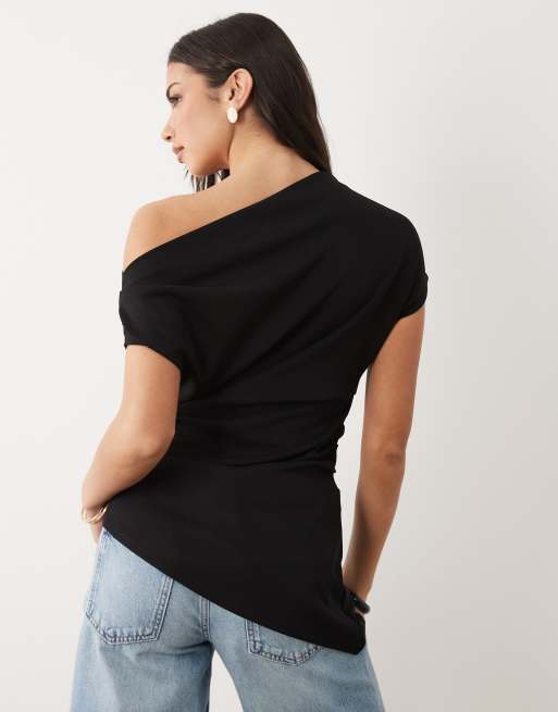 Gina Tricot – Czarny asymetryczny top, 4 z 4