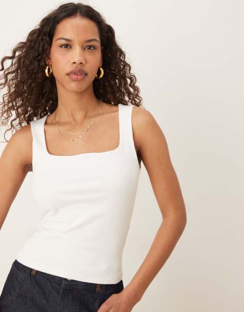Gina Tricot - Débardeur à encolure carrée - Blanc - view 1