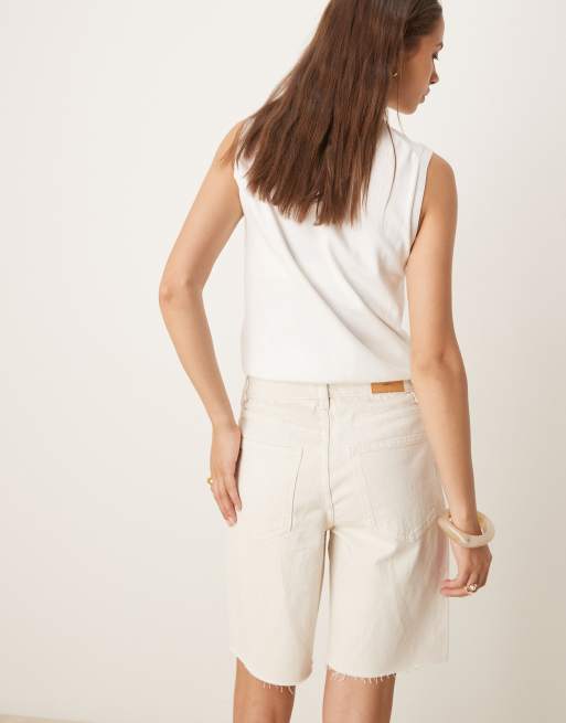 Gina Tricot denim bermuda shorts in ecru