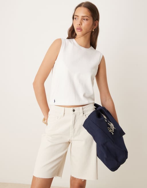 Gina Tricot denim bermuda shorts in ecru