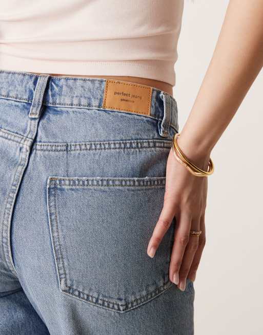 Gina Tricot denim Bermuda shorts in mid wash blue