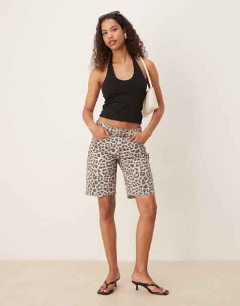 Gina Tricot - Denim-jorts med leopardprint - view 1