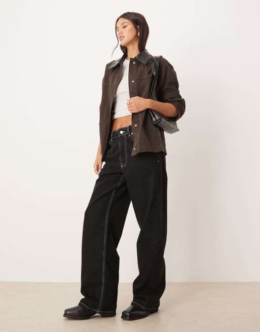 Gina Tricot - Denim schuurjack in bruine wassing, 3 van 4