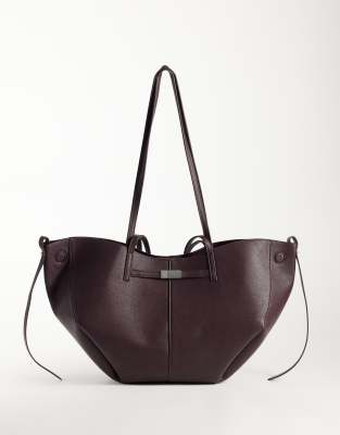 Gina Tricot Double Strap Tote With Buckle Detail In Red