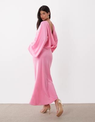 Gina Tricot Draped Back Maxi Dress In Pink