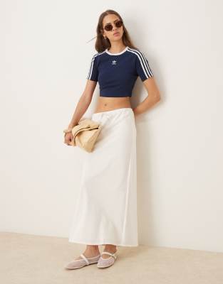 drawstring maxi skirt in white