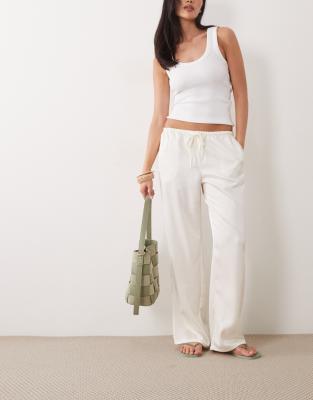 Gina Tricot Drawstring Satin Pants In White