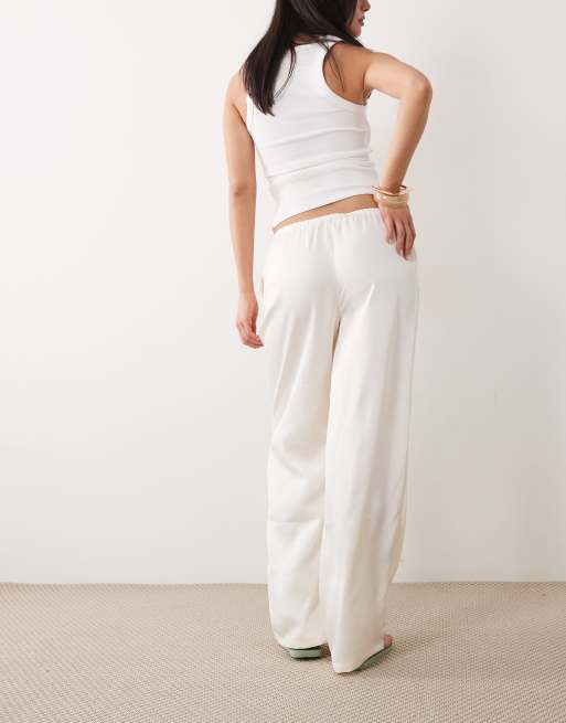 Gina Tricot drawstring satin pants in cream, 5 of 5