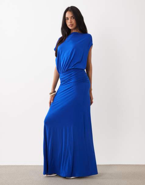 Gina Tricot dropped waist maxi dress in cobalt blue