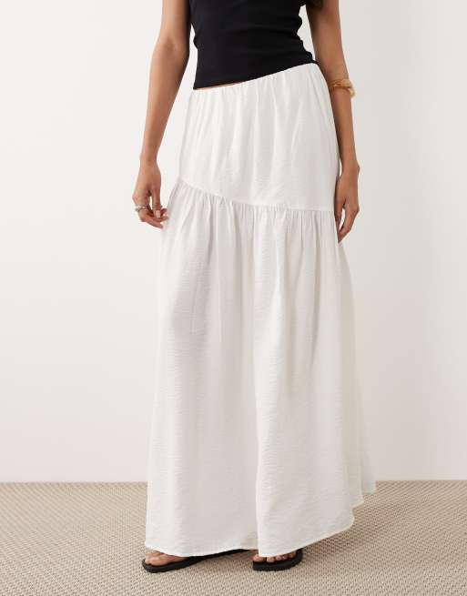 Gina Tricot dropped waist maxi skirt in off white | ASOS