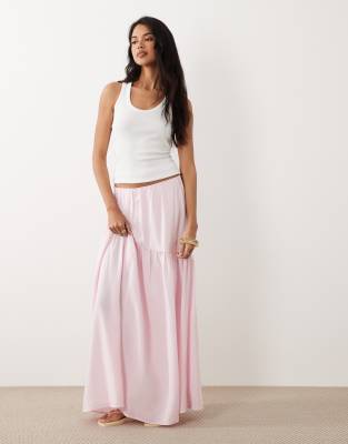 Gina Tricot dropped waist maxi skirt in pink