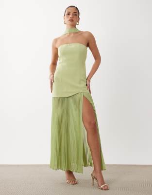 Gina Tricot dropped waist scarf maxi dress in green