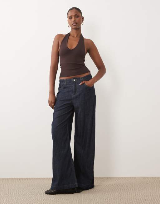 Gina Tricot dubbellaagse haltertop in chocoladebruin, 2 van 4