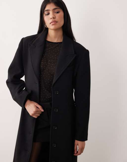Gina Tricot – Einreihiger Maxi-Mantel in Schwarz mit Knopfleiste , 2 von 4