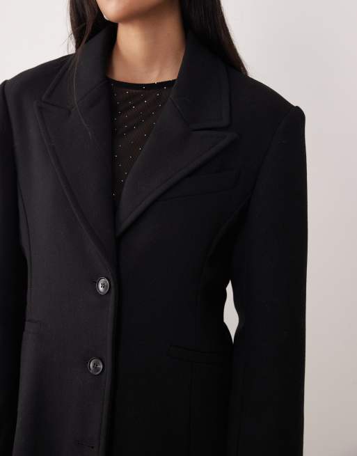 Gina Tricot – Einreihiger Maxi-Mantel in Schwarz mit Knopfleiste , 3 von 4